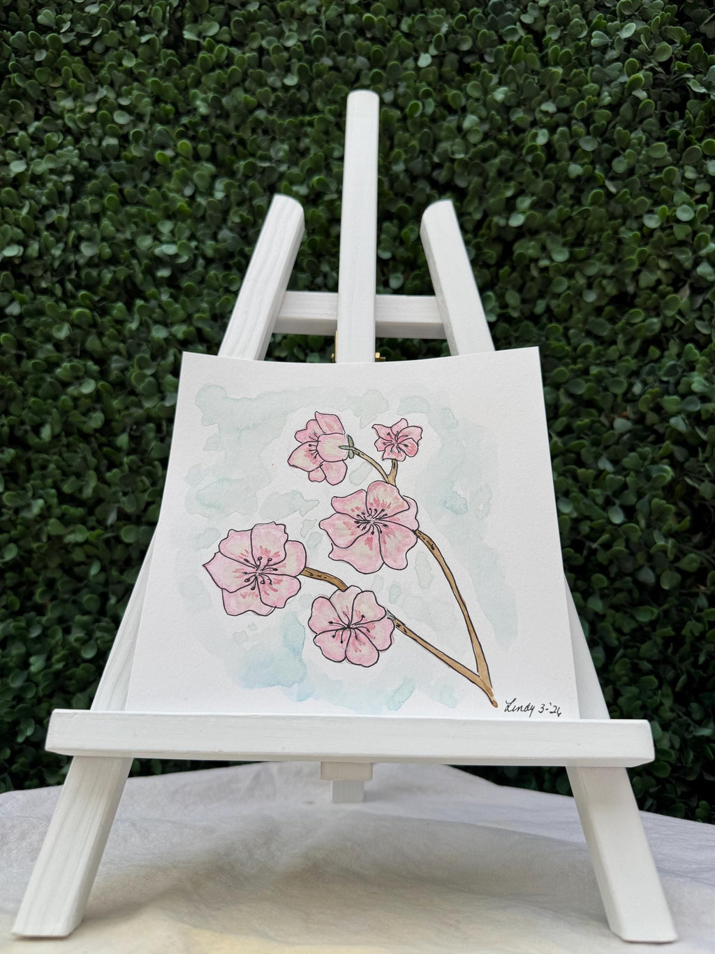 Cherry Blossom Branches Original Watercolor Painting – 6x6 Spring Floral Wall Art