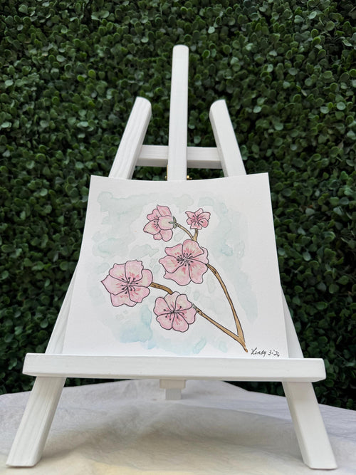 Cherry Blossom Branches Original Watercolor Painting – 6x6 Spring Floral Wall Art
