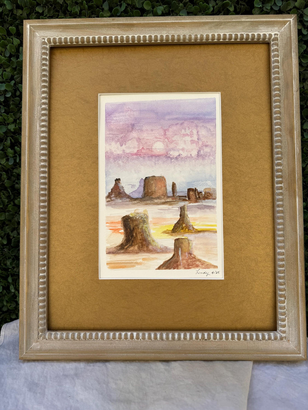 Abstract Monument Valley Original Watercolor – 6x9 Southwest Pastel Wall Art