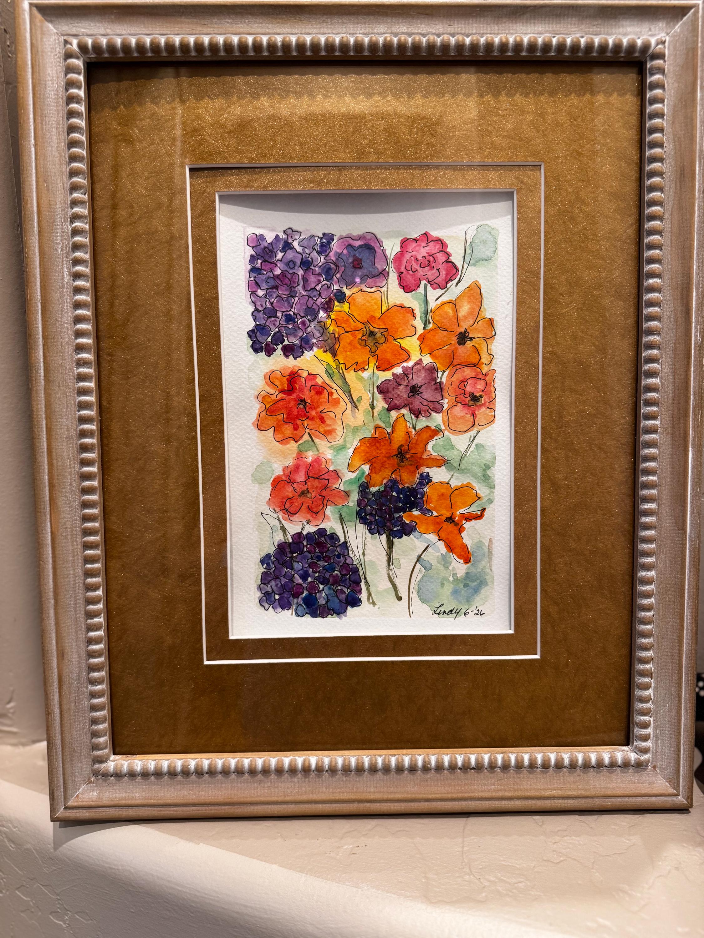 Joyful Flowers Original Watercolor Painting – 7x10 Colorful Floral Wall Art
