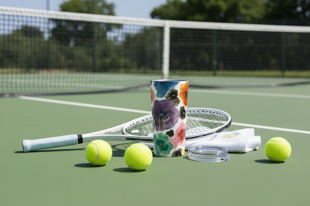 Floral Tumbler - Tennis Scene