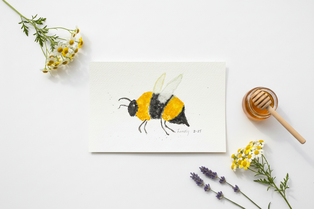 Original Watercolor Bumble Bee – Lifestyle Shot