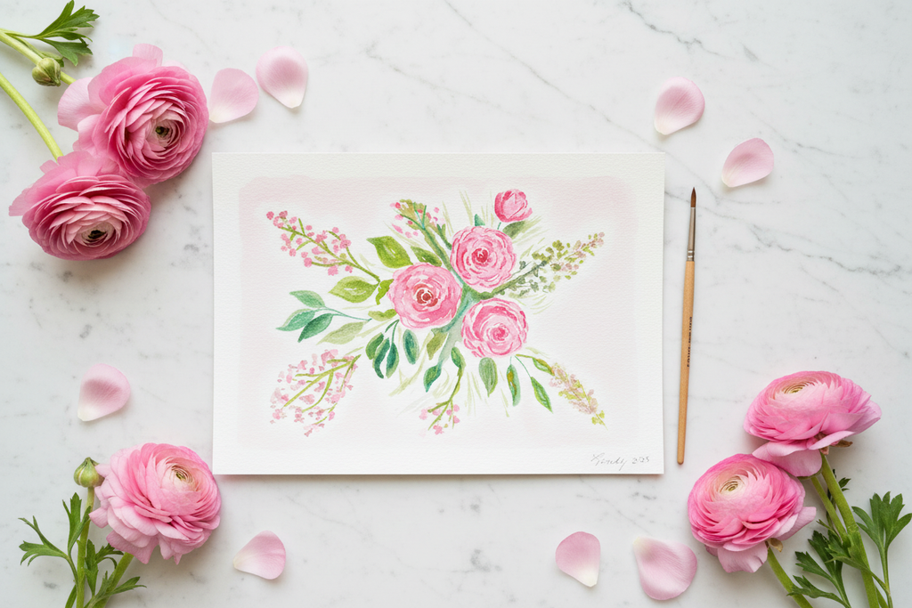 Pink Ranunculus Bouquet – Lifestyle Shot