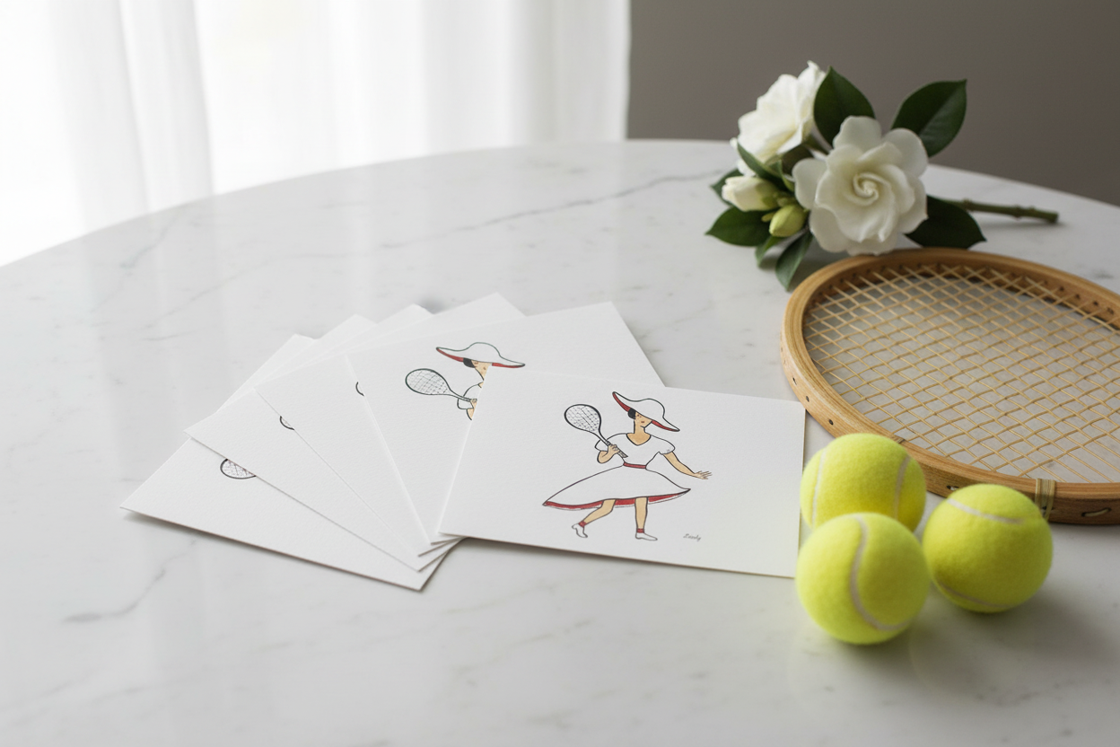 Vintage Tennis Player Card Lifestyle with Tennis Props