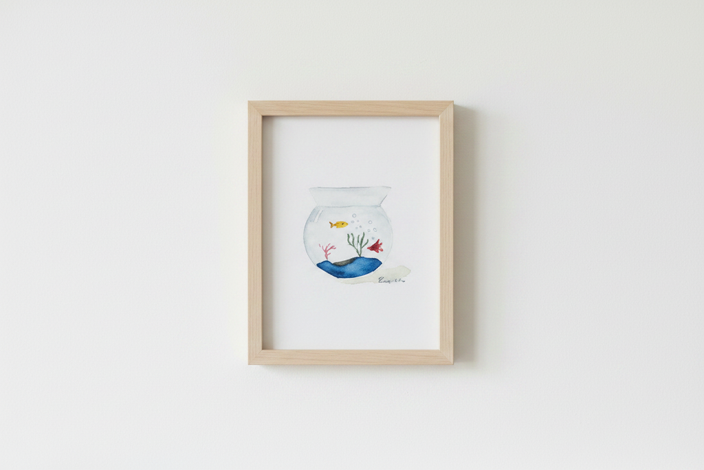 Watercolor fish bowl - zoomed in