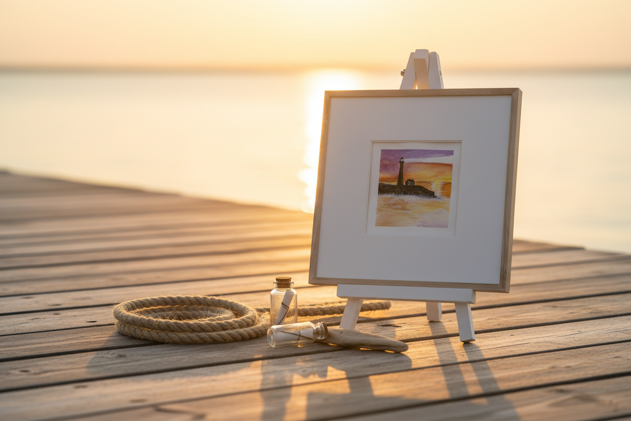 Watercolor Lighthouse – Nautical Sunset Shot