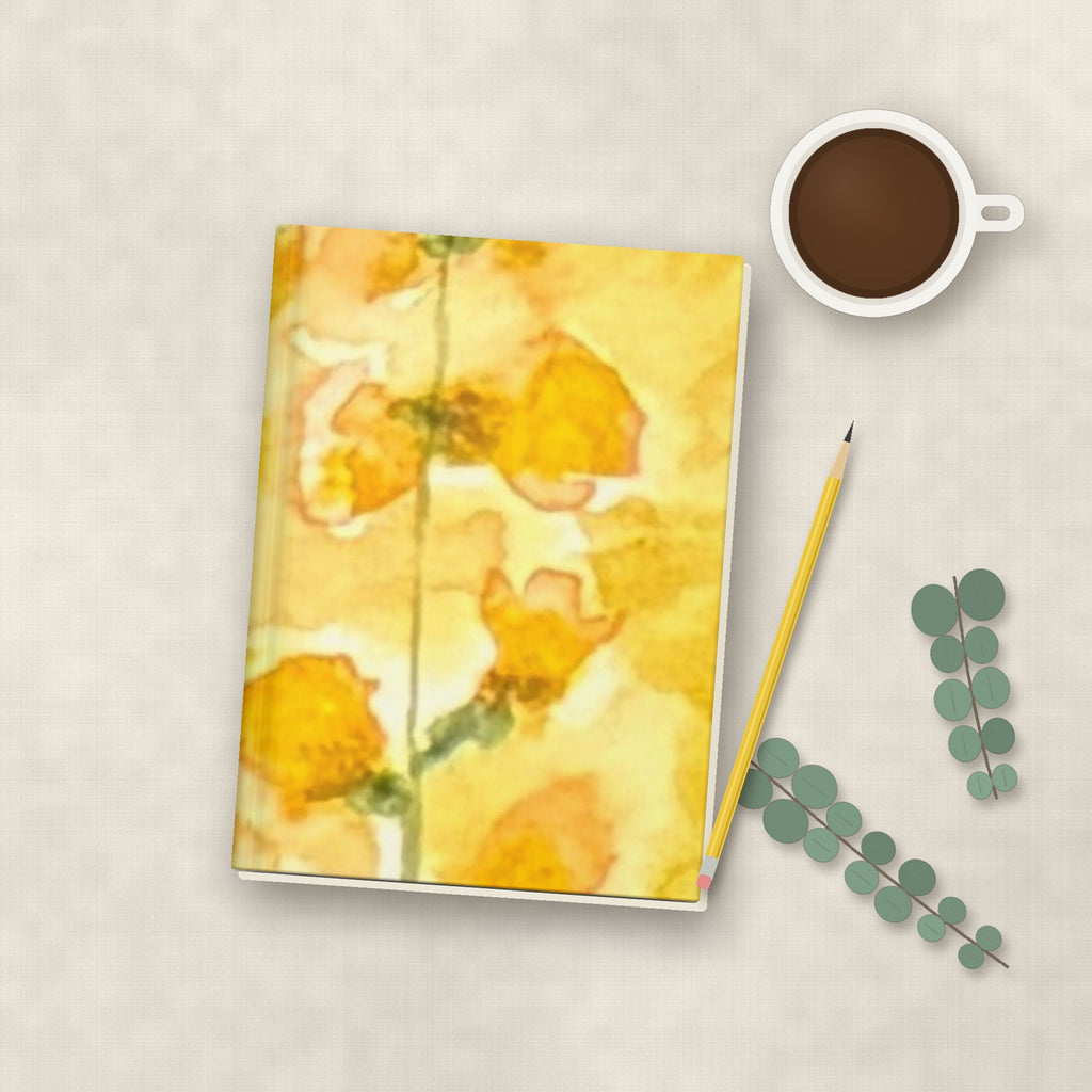 Yellow Floral Watercolor Hardcover Journal – 150 Blank Pages, Matte